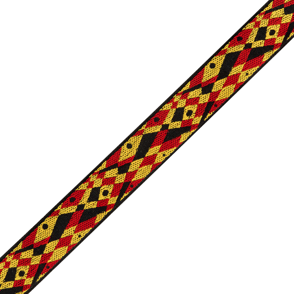 Black, Red, and Yellow Geometric Jacquard Ribbon – 1.5″ Black, Red, and Yellow Geometric Jacquard Ribbon – 1.5″