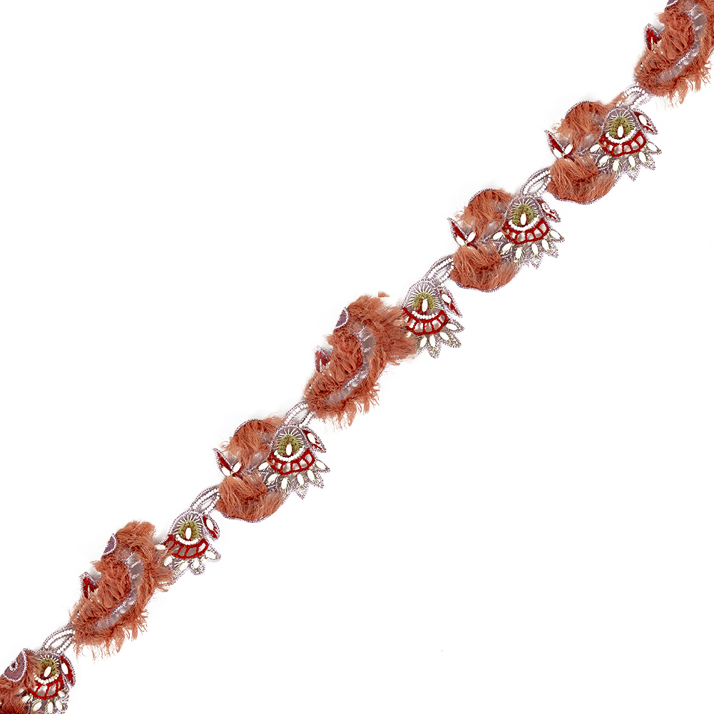 Lilac, Red and Coral Floral Beaded Fringe Trim Lilac, Red and Coral Floral Beaded Fringe Trim