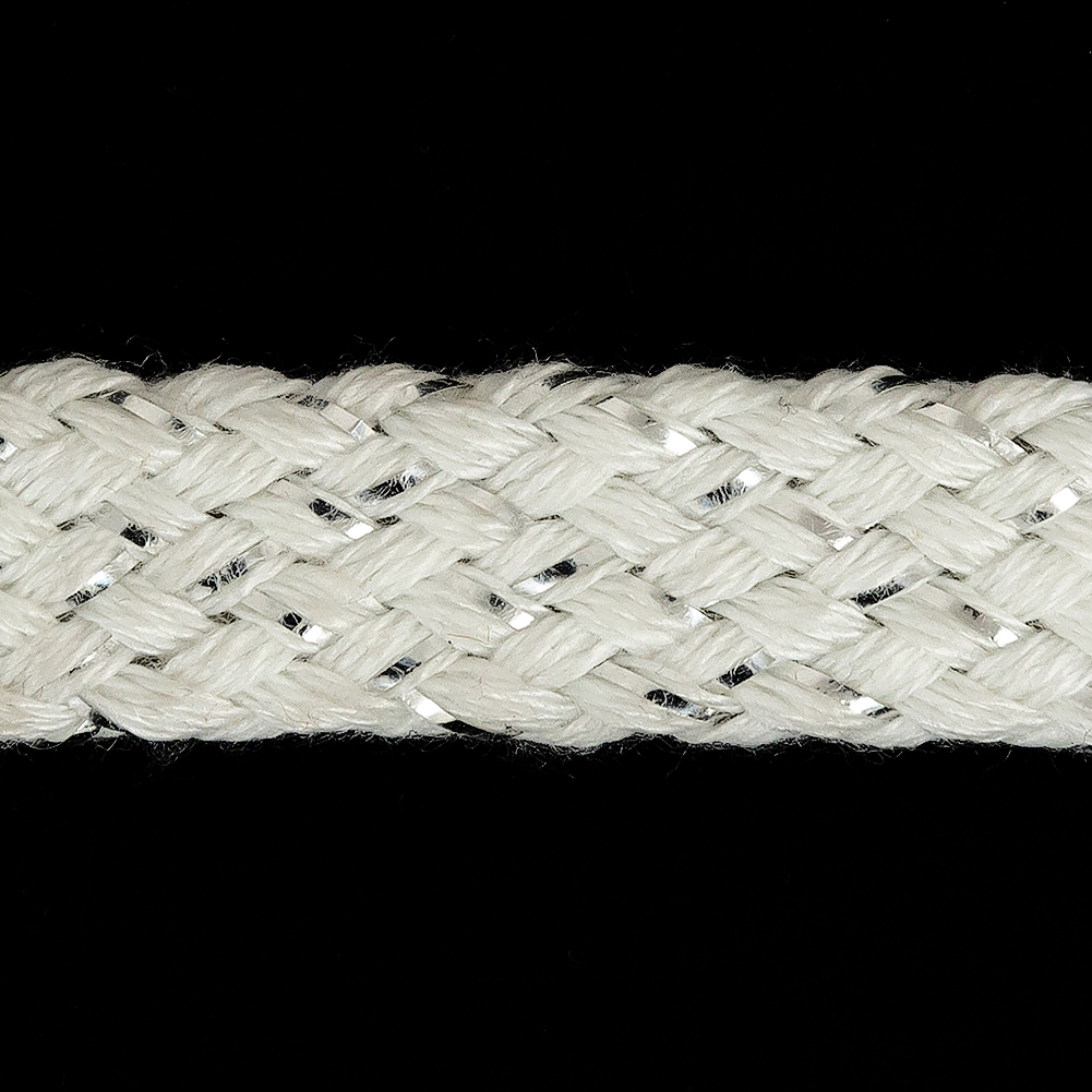 White and Silver Braided Tube - 0.625"