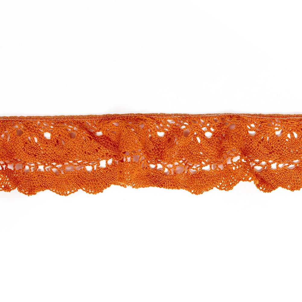 Pumpkin Orange Floral Crocheted Trim – 2.5″ Pumpkin Orange Floral Crocheted Trim – 2.5″