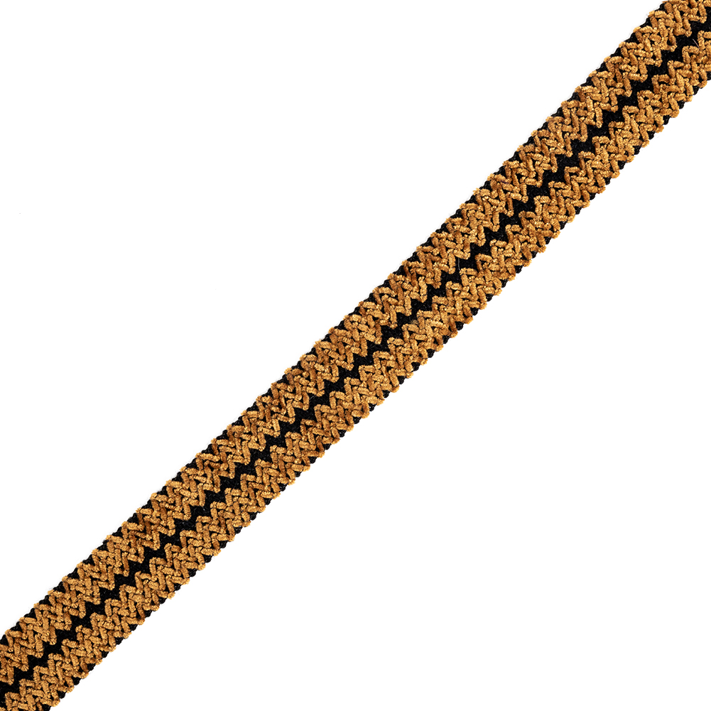Amber and Black Zig Zag Chenille Trim – 1.375″ Amber and Black Zig Zag Chenille Trim – 1.375″