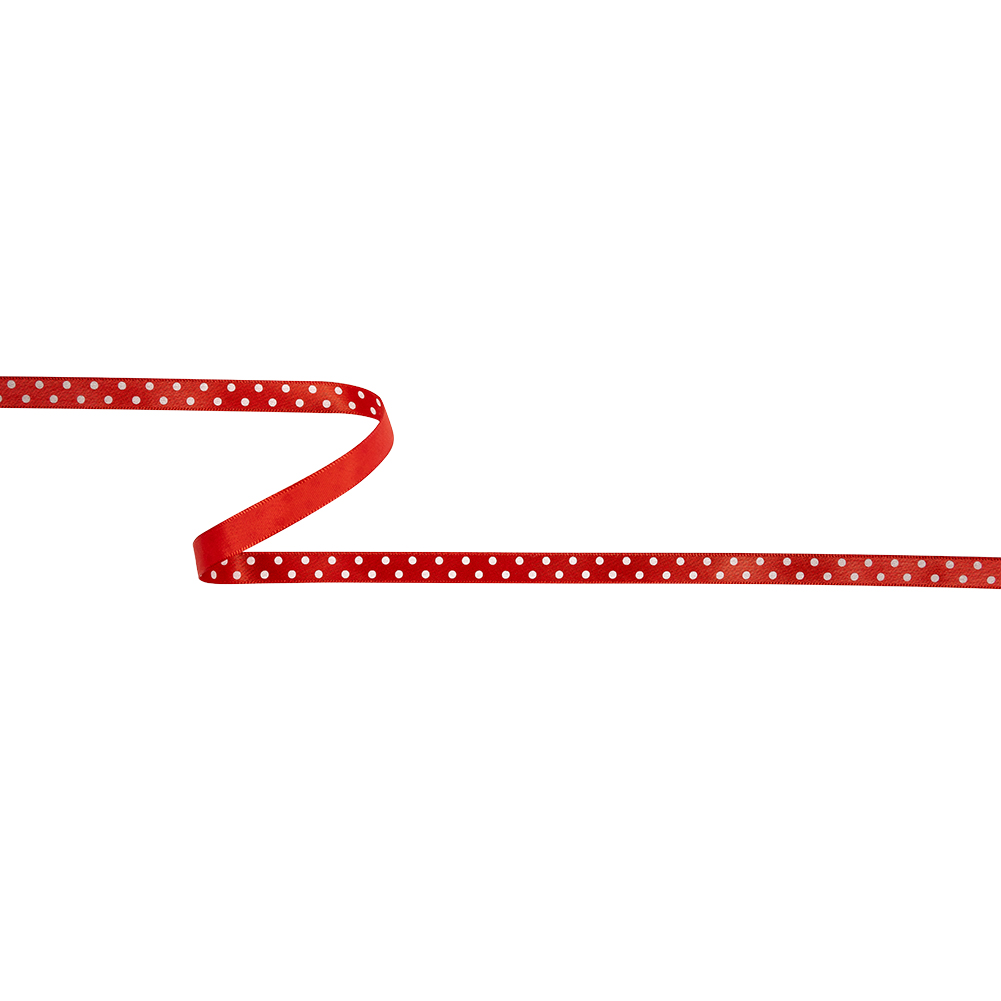 Chinese Red and White Polka Dots Satin Ribbon – 0.375″ Chinese Red and White Polka Dots Satin Ribbon – 0.375″