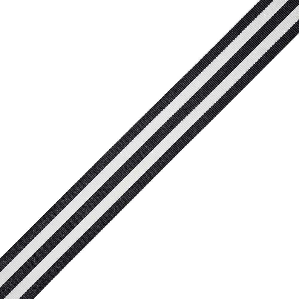 Carbon Black and White Awning Stripes Ribbed Woven Ribbon – 1.5″ Carbon Black and White Awning Stripes Ribbed Woven Ribbon – 1.5″