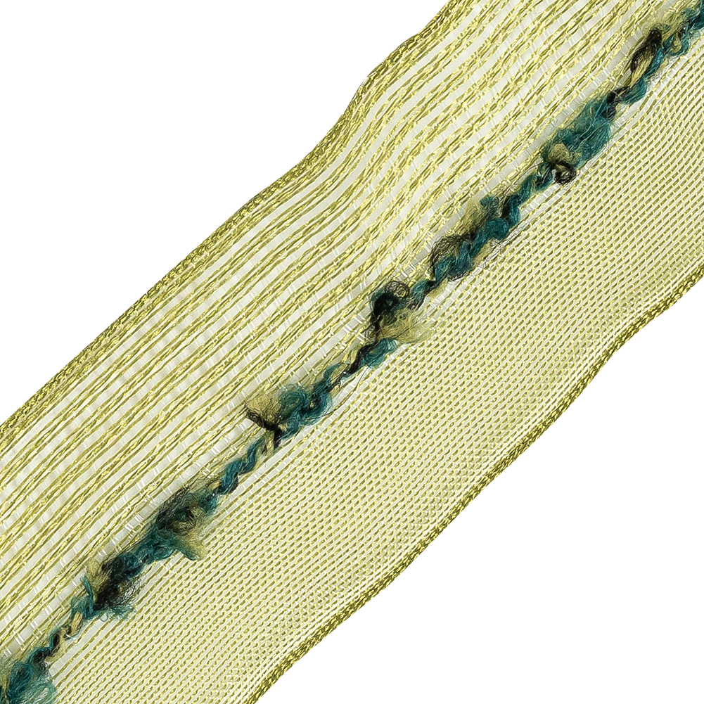 Olive and Hunter Green Boucle Wired Organza Ribbon - 1.5"