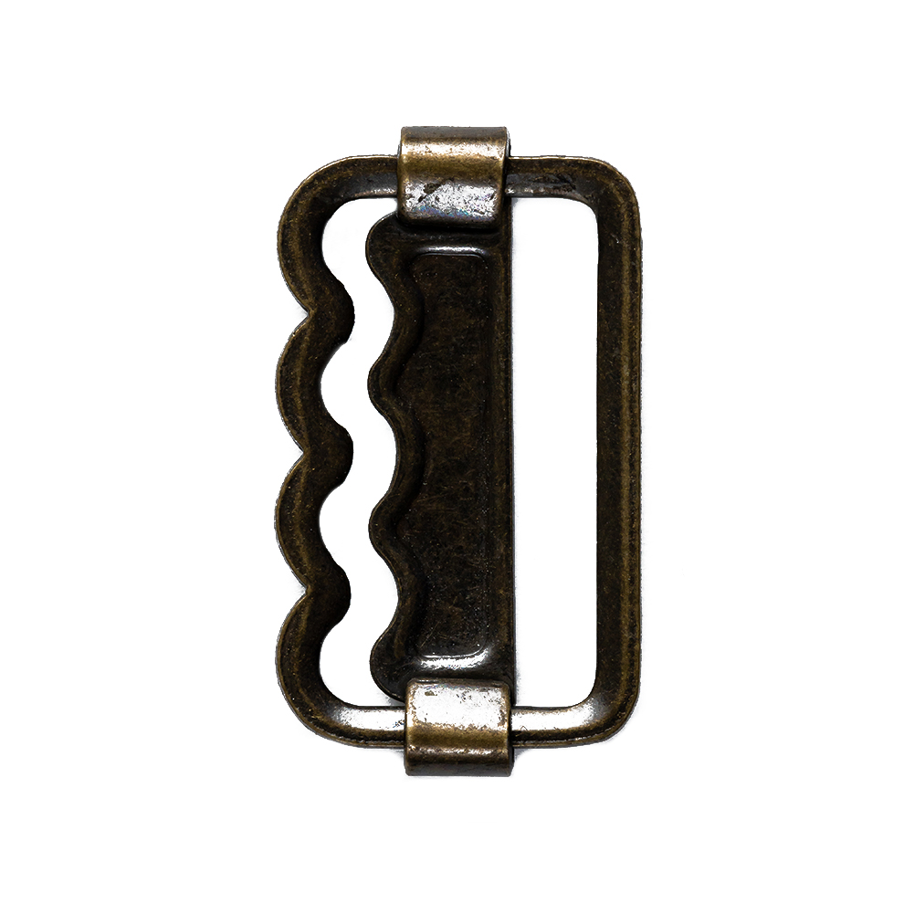 Antique Gold Wavy Metal Slider - 0.625" x 1.125"