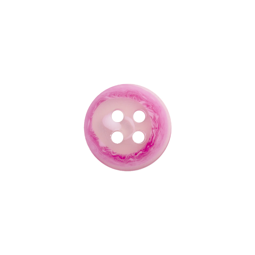 Transparent and Hot Pink Swirl 4-Hole Low Convex Button - 20L/12.5mm