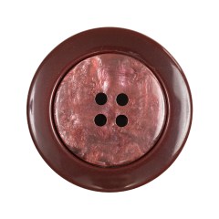 Russet Iridescent Marbled 4-Hole Set-in Button with Burgundy Rim – 55L/35mm Russet Iridescent Marbled 4-Hole Set-in Button with Burgundy Rim – 55L/35mm