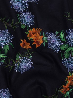 Mercerized Organic Egyptian Cotton Voile – Tiger Lilies and Chrysanthemums – Toulouse Collection Mercerized Organic Egyptian Cotton Voile – Tiger Lilies and Chrysanthemums – Toulouse Collection