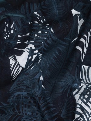 Mercerized Organic Egyptian Cotton Voile – Lyons Blue Tropical Leaves – Toulouse Collection Mercerized Organic Egyptian Cotton Voile – Lyons Blue Tropical Leaves – Toulouse Collection