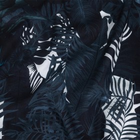Mercerized Organic Egyptian Cotton Voile – Lyons Blue Tropical Leaves – Toulouse Collection Mercerized Organic Egyptian Cotton Voile – Lyons Blue Tropical Leaves – Toulouse Collection