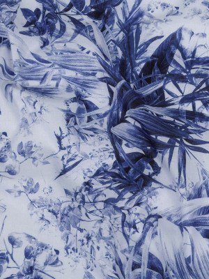 Mercerized Organic Egyptian Cotton Voile – Galaxy Blue and White Tropical Oasis – Toulouse Collection Mercerized Organic Egyptian Cotton Voile – Galaxy Blue and White Tropical Oasis – Toulouse Collection