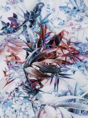 Organic Viscose Batiste – Morrocan Blue and Red Tropical Oasis – Loreto Collection Organic Viscose Batiste – Morrocan Blue and Red Tropical Oasis – Loreto Collection