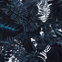 Organic Viscose Batiste – True Teal Tropical Leaves – Loreto Collection Organic Viscose Batiste – True Teal Tropical Leaves – Loreto Collection
