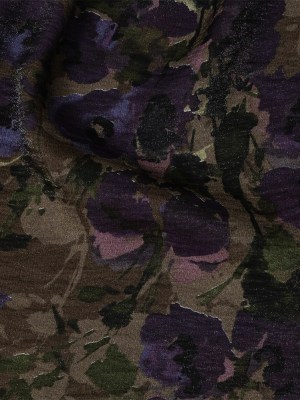 Italian Shimmering Purple and Gray Floral Vegan Crinkled Woven Italian Shimmering Purple and Gray Floral Vegan Crinkled Woven