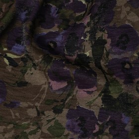 Italian Shimmering Purple and Gray Floral Vegan Crinkled Woven Italian Shimmering Purple and Gray Floral Vegan Crinkled Woven