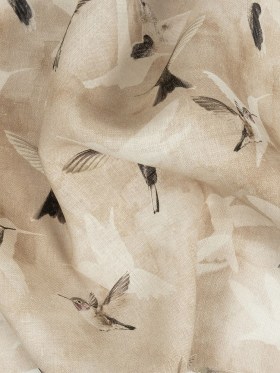 Humming Birds Printed Beige Linen Woven Humming Birds Printed Beige Linen Woven
