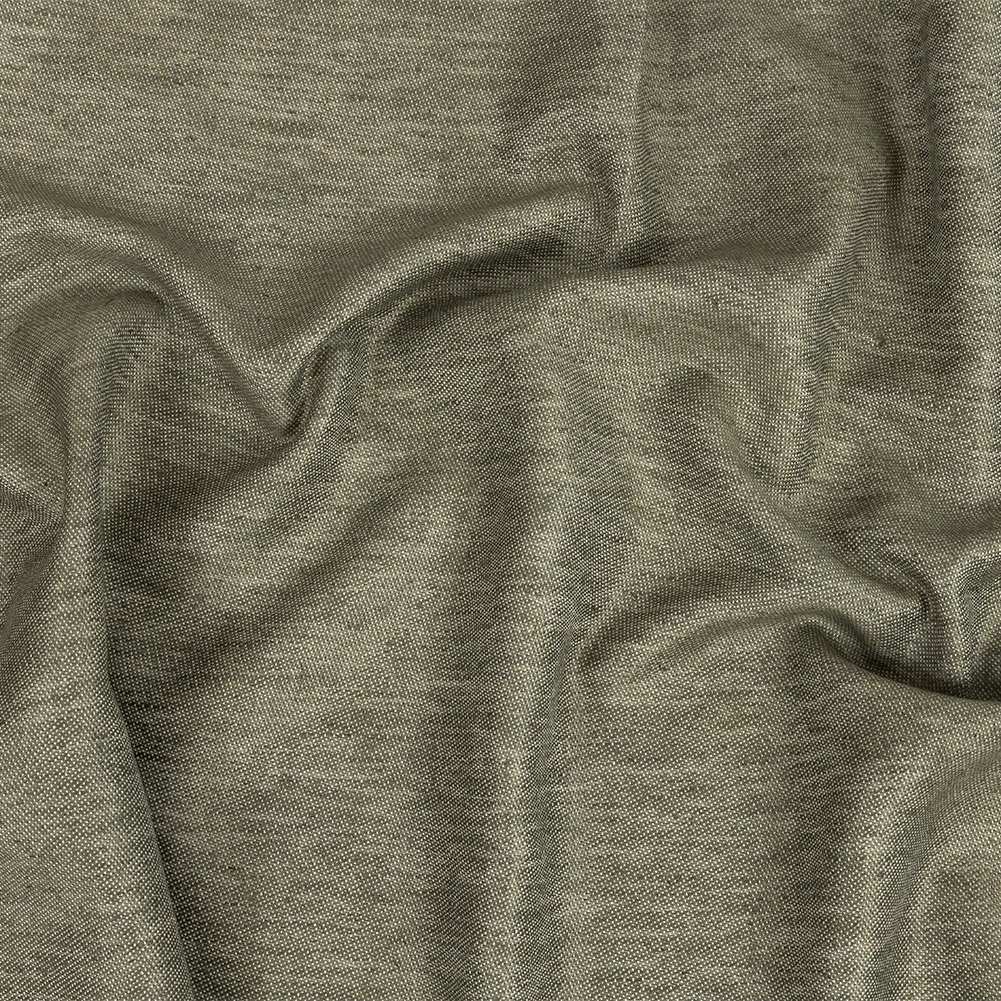 Cotton, Tencel and Linen Blended Woven – Heathered Olive – Toledo Collection Cotton, Tencel and Linen Blended Woven – Heathered Olive – Toledo Collection