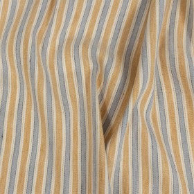 Gamboge and Icelandic Blue Ticking Striped Stretch Linen and Rayon Woven Gamboge and Icelandic Blue Ticking Striped Stretch Linen and Rayon Woven
