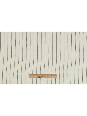 Ivory, Meteorite and Metallic Silver Pencil Striped Stretch Delave Linen and Rayon Woven Ivory, Meteorite and Metallic Silver Pencil Striped Stretch Delave Linen and Rayon Woven