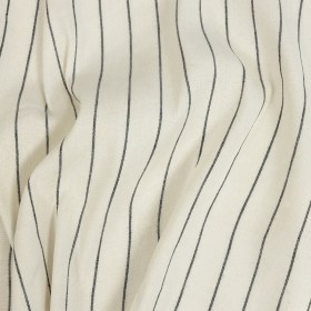Ivory, Meteorite and Metallic Silver Pencil Striped Stretch Delave Linen and Rayon Woven Ivory, Meteorite and Metallic Silver Pencil Striped Stretch Delave Linen and Rayon Woven