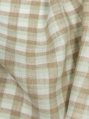Almost Aqua and Irish Cream Plaid Linen Dobby Jacquard Almost Aqua and Irish Cream Plaid Linen Dobby Jacquard