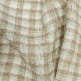 Almost Aqua and Irish Cream Plaid Linen Dobby Jacquard Almost Aqua and Irish Cream Plaid Linen Dobby Jacquard