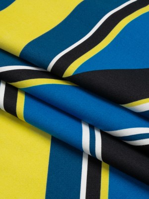 Yellow, Royal Blue and Black Large-Scale Geometric Stretch Cotton Sateen Yellow, Royal Blue and Black Large-Scale Geometric Stretch Cotton Sateen