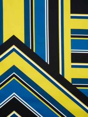 Yellow, Royal Blue and Black Large-Scale Geometric Stretch Cotton Sateen Yellow, Royal Blue and Black Large-Scale Geometric Stretch Cotton Sateen