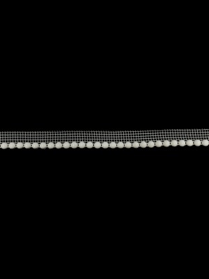 Vintage White Circular Beaded Trimming with White Mesh Lip – 0.5″ Vintage White Circular Beaded Trimming with White Mesh Lip – 0.5″