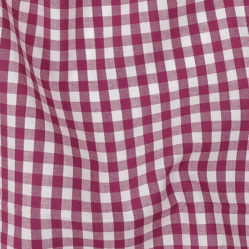 Fuchsia and White Gingham Cotton Shirting