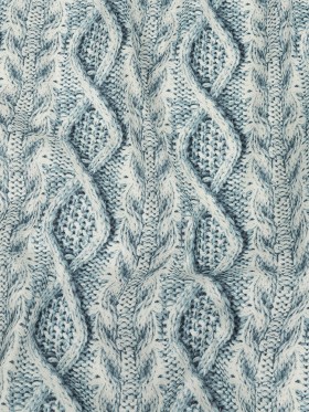 Blue Haze and Flint Stone Cable Knit Printed Stretch Linen and Rayon Woven Blue Haze and Flint Stone Cable Knit Printed Stretch Linen and Rayon Woven