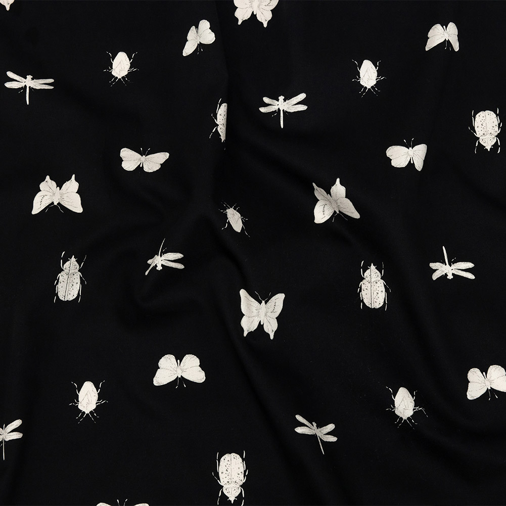 Mood Exclusive Black Porchlight Entomology Stretch Cotton Sateen Mood Exclusive Black Porchlight Entomology Stretch Cotton Sateen