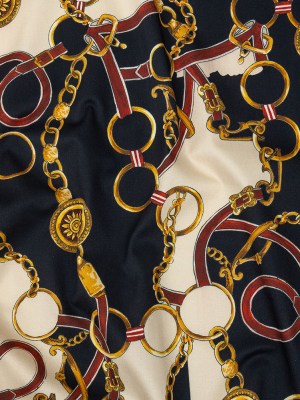 Mood Exclusive Navy Chaining Directions Stretch Cotton Sateen Mood Exclusive Navy Chaining Directions Stretch Cotton Sateen