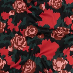 Mood Exclusive Red and Jungle Green Floral Incognito Stretch Cotton Sateen Mood Exclusive Red and Jungle Green Floral Incognito Stretch Cotton Sateen