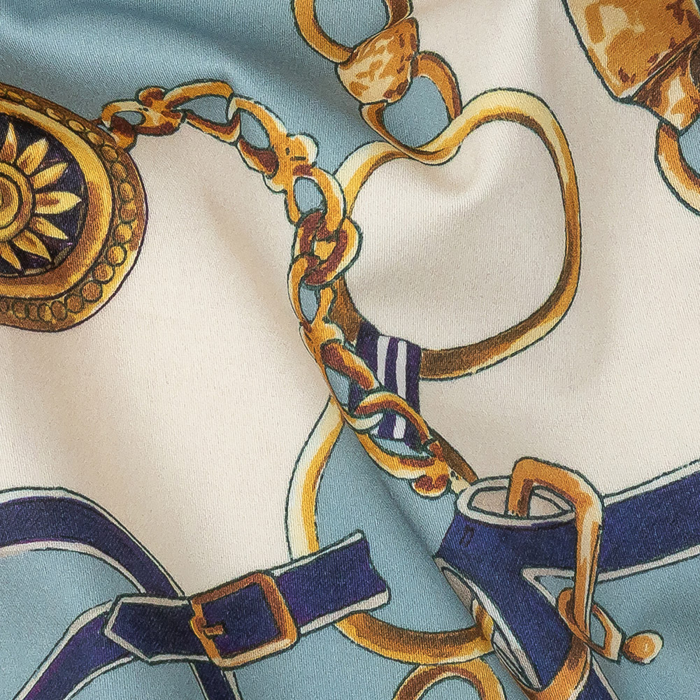 Mood Exclusive Aqua Chaining Directions Stretch Cotton Sateen Mood Exclusive Aqua Chaining Directions Stretch Cotton Sateen