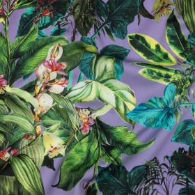 Mood Exclusive Lavender Florals and Fauna Stretch Cotton Sateen Mood Exclusive Lavender Florals and Fauna Stretch Cotton Sateen