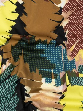 Mood Exclusive Mahogany and Mustard Pop Art Graffiti Stretch Cotton Sateen Mood Exclusive Mahogany and Mustard Pop Art Graffiti Stretch Cotton Sateen