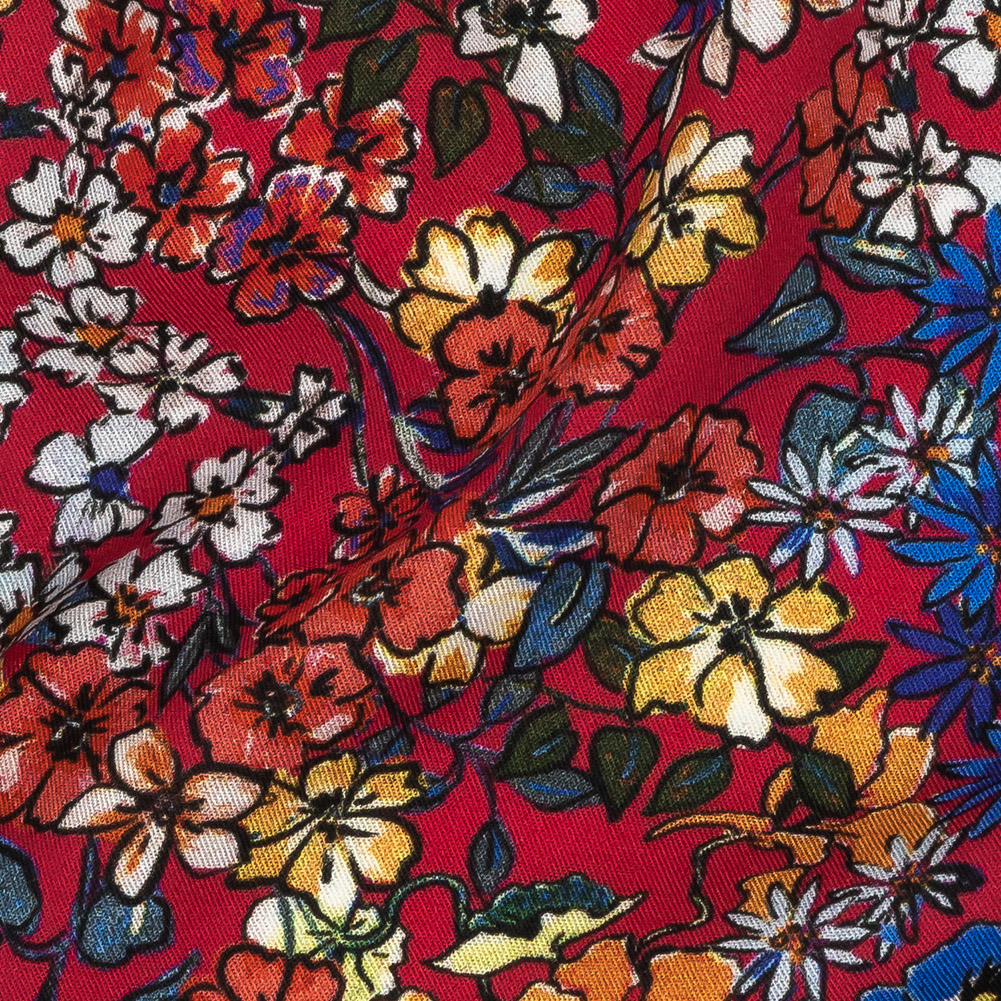 Mood Exclusive Ruby Pink Abounding Blossoms Viscose Twill Mood Exclusive Ruby Pink Abounding Blossoms Viscose Twill