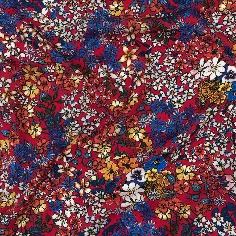 Mood Exclusive Ruby Pink Abounding Blossoms Viscose Twill Mood Exclusive Ruby Pink Abounding Blossoms Viscose Twill
