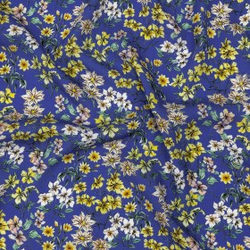 Mood Exclusive Cobalt Blue Dainty Daffodils Viscose Twill Mood Exclusive Cobalt Blue Dainty Daffodils Viscose Twill