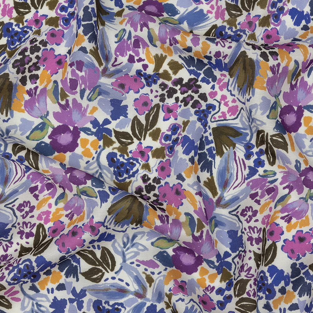 Viscose and Linen Twill Print – Purple and Blue Painterly Floral – Mood Exclusive Morisot Viscose and Linen Twill Print – Purple and Blue Painterly Floral – Mood Exclusive Morisot