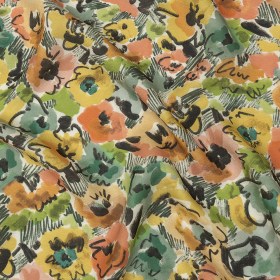 Viscose and Linen Twill Print – Green and Orange Floral – Mood Exclusive Ipomea Impressions Viscose and Linen Twill Print – Green and Orange Floral – Mood Exclusive Ipomea Impressions