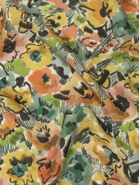 Viscose and Linen Twill Print – Green and Orange Floral – Mood Exclusive Ipomea Impressions Viscose and Linen Twill Print – Green and Orange Floral – Mood Exclusive Ipomea Impressions