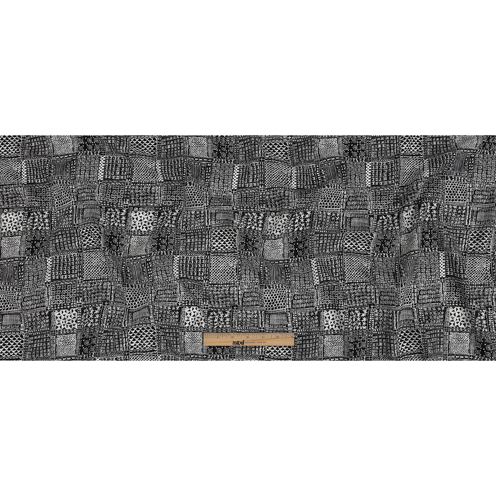 Lightweight Viscose-Linen Woven Print – Black Doodle Patchwork – Mood Exclusive Inkpen Zen Lightweight Viscose-Linen Woven Print – Black Doodle Patchwork – Mood Exclusive Inkpen Zen