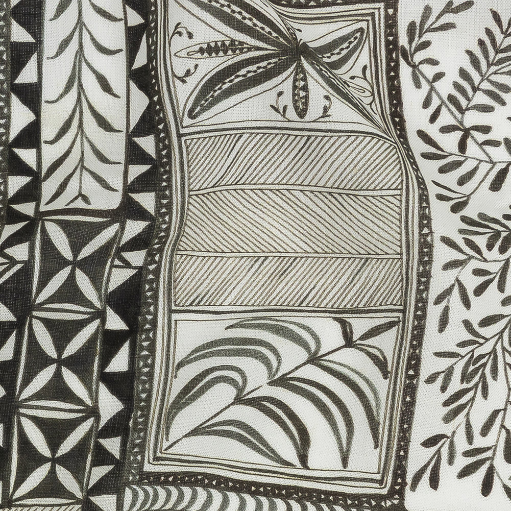 Lightweight Viscose-Linen Woven Print - Smoke Patchwork Doodles - Mood Exclusive Collector’s Botany