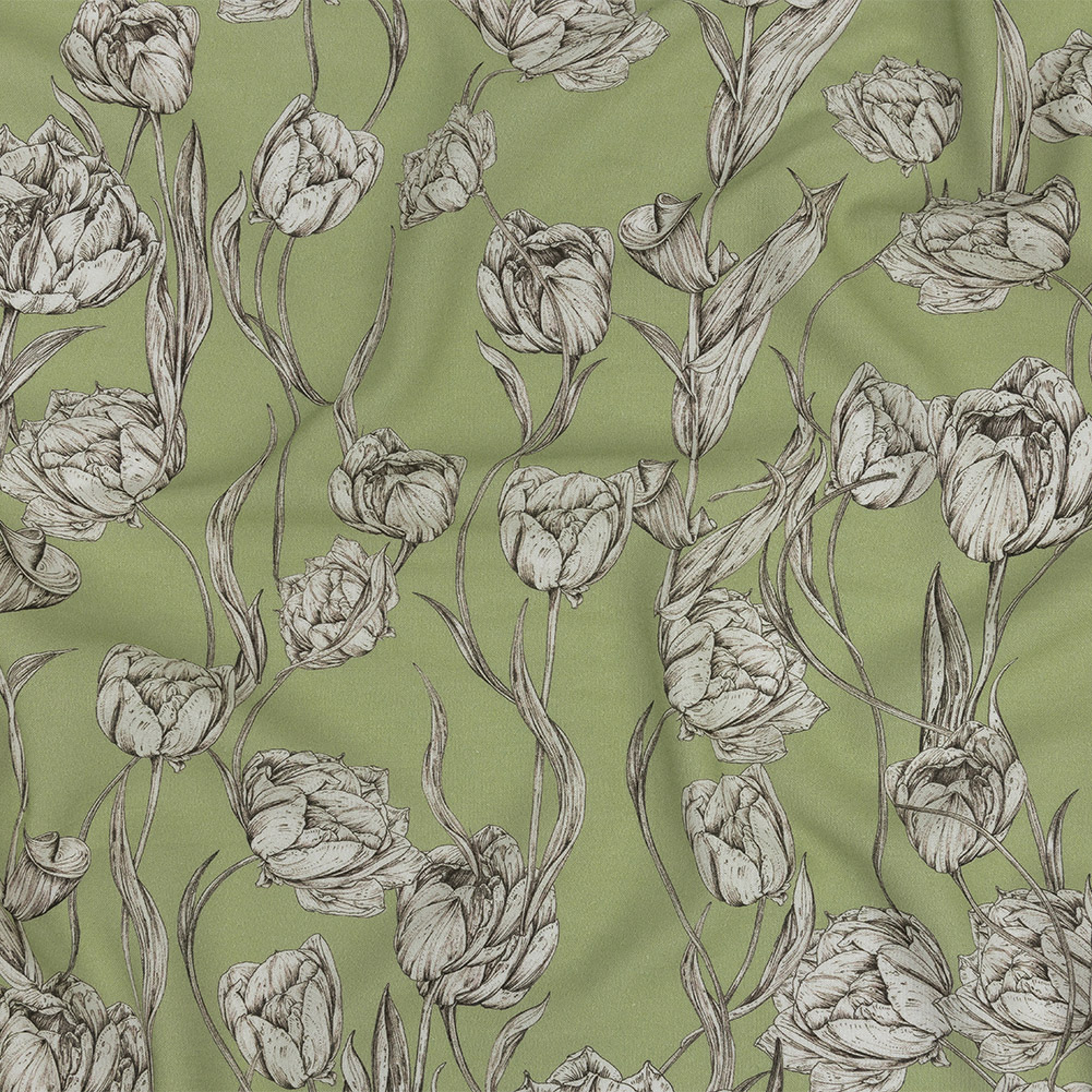 Mood Exclusive Tangled Tulips Sustainable Viscose and Linen Woven