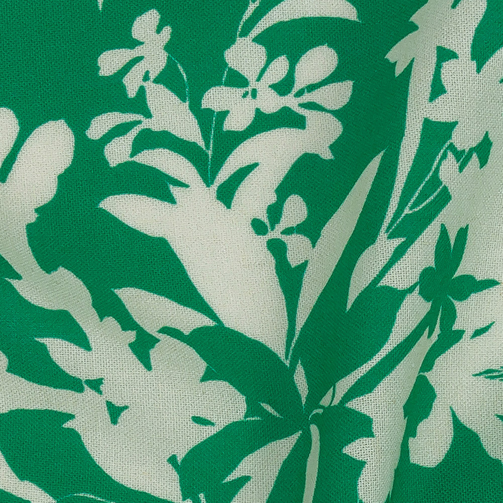 Mood Exclusive Kelly Green Brilliant Buds Sustainable Viscose and Linen Woven