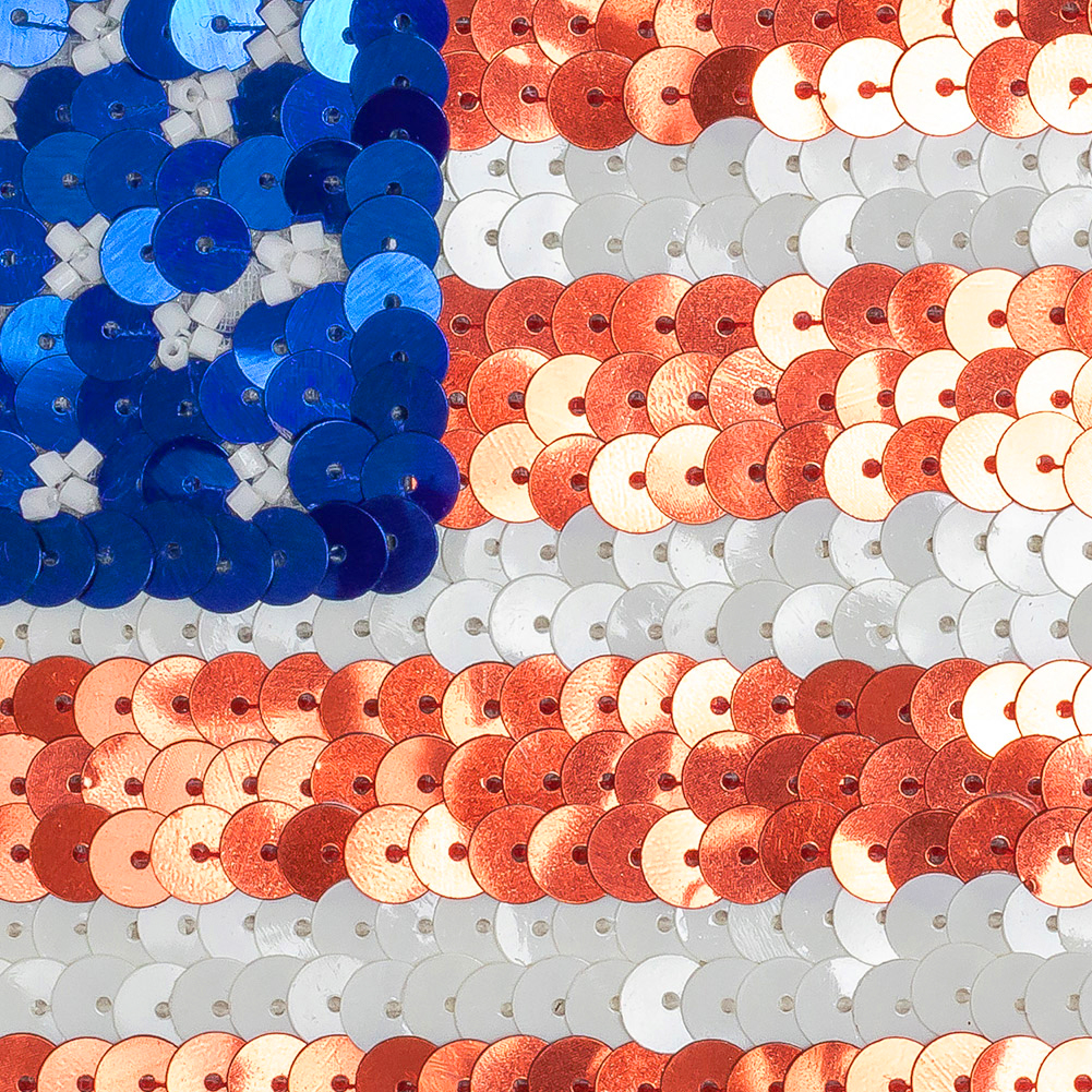Vintage Large American Flag Beaded and Sequins Applique