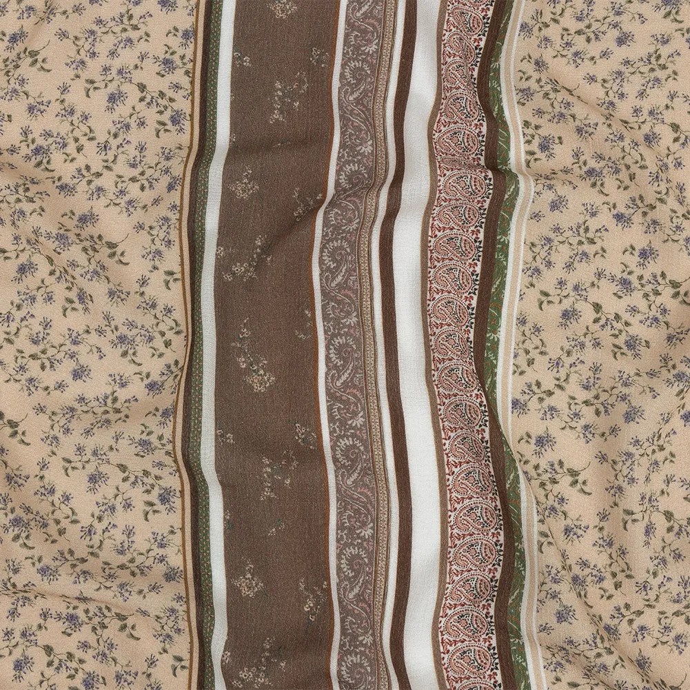 Gauzy Wrinkled Rayon Woven Print – Light Brown and Beige Floral Stripes – Mood Exclusive Encased Reveries Gauzy Wrinkled Rayon Woven Print – Light Brown and Beige Floral Stripes – Mood Exclusive Encased Reveries