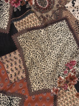 Gauzy Wrinkled Rayon Woven Print – Burnt Orange Animal and Floral Patchwork – Mood Exclusive Chic Scrapbook Gauzy Wrinkled Rayon Woven Print – Burnt Orange Animal and Floral Patchwork – Mood Exclusive Chic Scrapbook